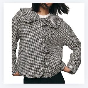 Women's Black and White Checkered Jacket - Anthropologie